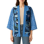 Australia Flannel Flower With Superb Fairy-wren Kimono Aboriginal Art - Aussie Hoodie