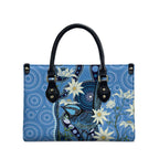 Australia Flannel Flower With Superb Fairy-wren Leather Bag Aboriginal Art - Aussie Hoodie