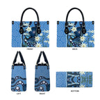 Australia Flannel Flower With Superb Fairy-wren Leather Bag Aboriginal Art - Aussie Hoodie