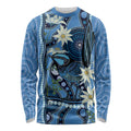 Australia Flannel Flower With Superb Fairy-wren Long Sleeve Shirt Aboriginal Art