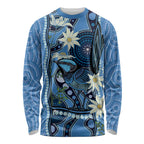 Australia Flannel Flower With Superb Fairy-wren Long Sleeve Shirt Aboriginal Art