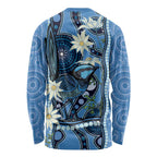 Australia Flannel Flower With Superb Fairy-wren Long Sleeve Shirt Aboriginal Art
