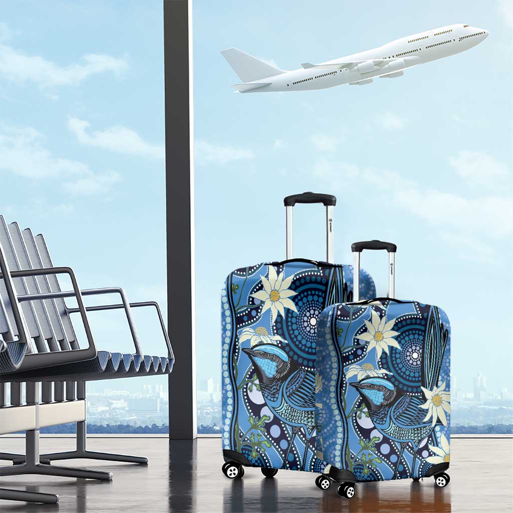 Australia Flannel Flower With Superb Fairy-wren Luggage Cover Aboriginal Art