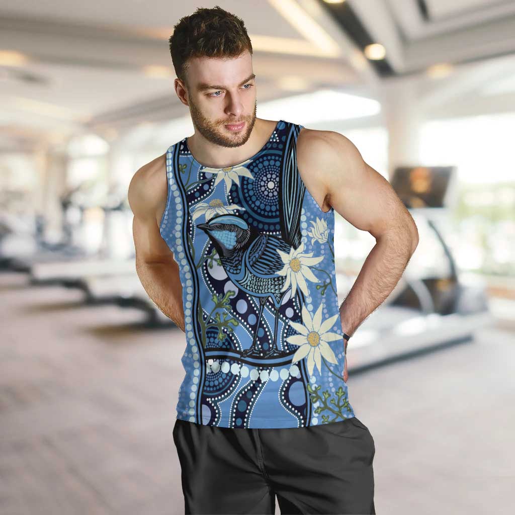 Australia Flannel Flower With Superb Fairy-wren Men Tank Top Aboriginal Art