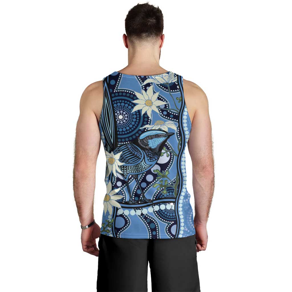 Australia Flannel Flower With Superb Fairy-wren Men Tank Top Aboriginal Art