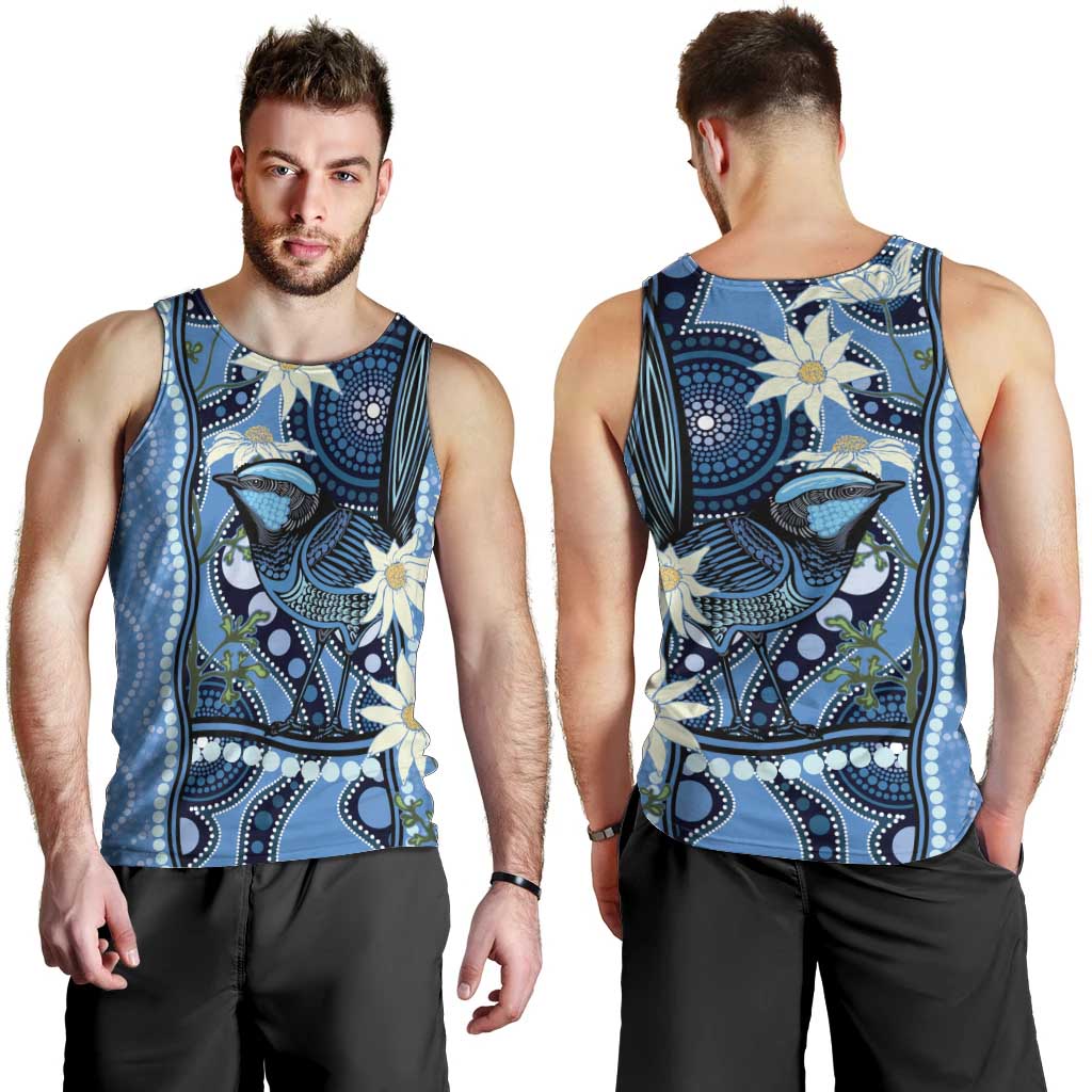 Australia Flannel Flower With Superb Fairy-wren Men Tank Top Aboriginal Art