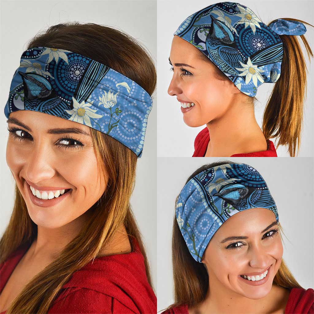 Australia Flannel Flower With Superb Fairy-wren Neck Gaiter Aboriginal Art - Aussie Hoodie