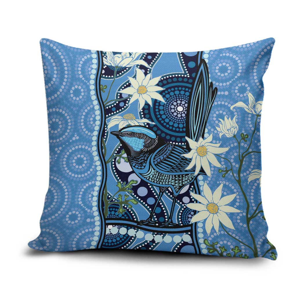 Australia Flannel Flower With Superb Fairy-wren Pillow Cover Aboriginal Art - Aussie Hoodie