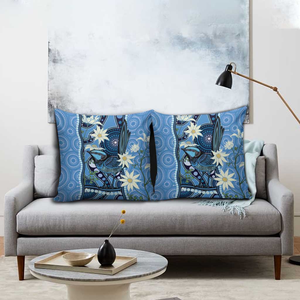 Australia Flannel Flower With Superb Fairy-wren Pillow Cover Aboriginal Art - Aussie Hoodie