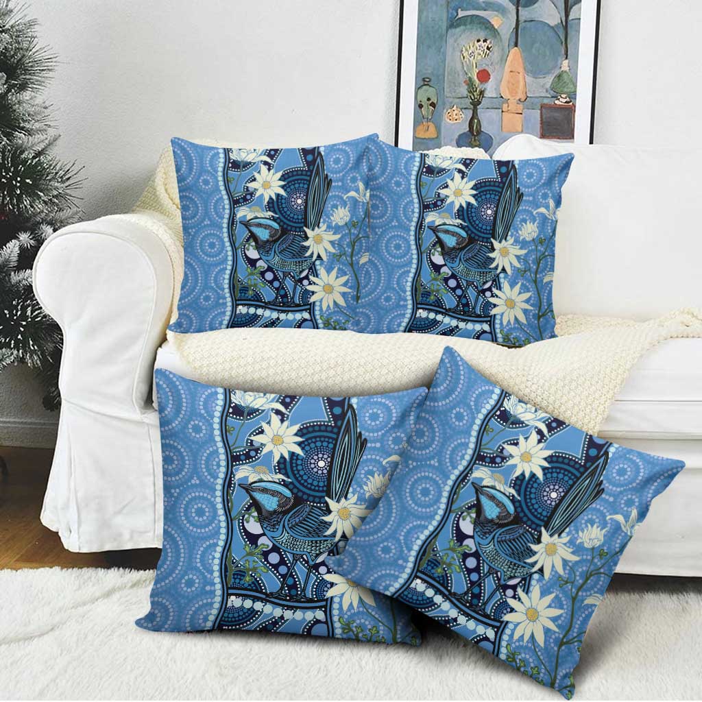 Australia Flannel Flower With Superb Fairy-wren Pillow Cover Aboriginal Art - Aussie Hoodie