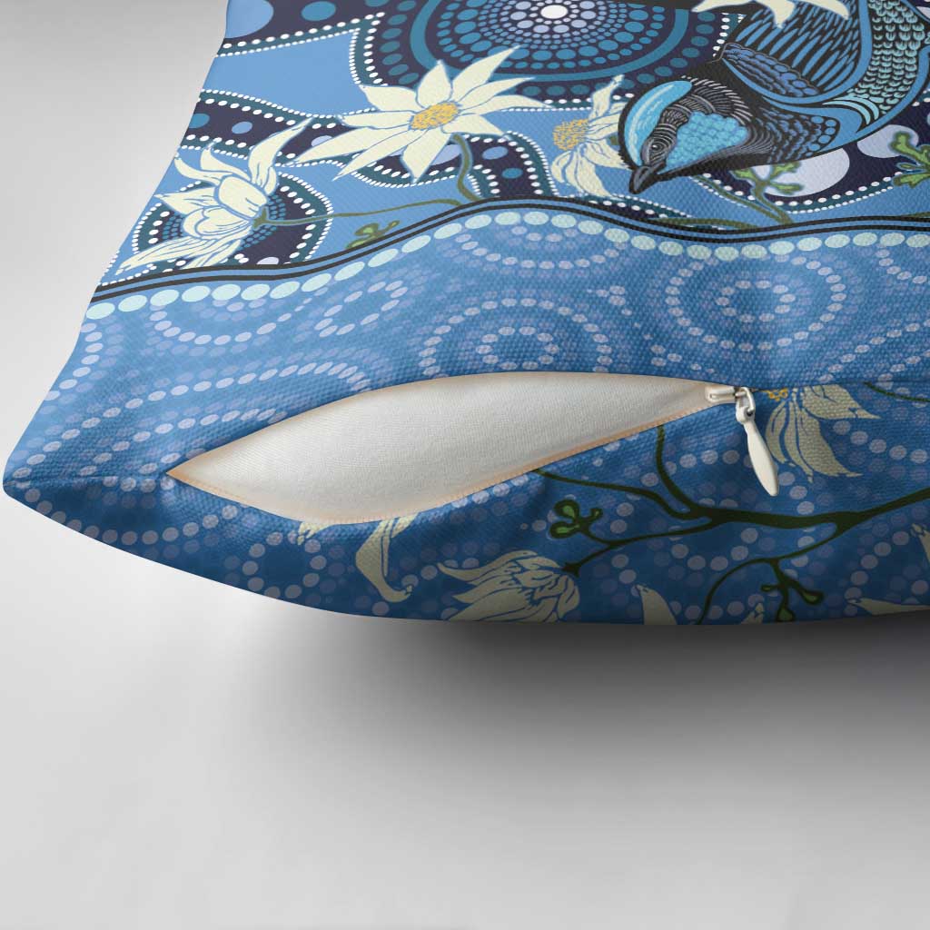 Australia Flannel Flower With Superb Fairy-wren Pillow Cover Aboriginal Art - Aussie Hoodie