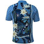 Australia Flannel Flower With Superb Fairy-wren Polo Shirt Aboriginal Art