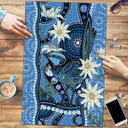 Australia Flannel Flower With Superb Fairy-wren Puzzle Aboriginal Art - Aussie Hoodie
