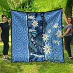 Australia Flannel Flower With Superb Fairy-wren Quilt Aboriginal Art