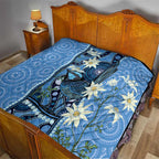 Australia Flannel Flower With Superb Fairy-wren Quilt Aboriginal Art