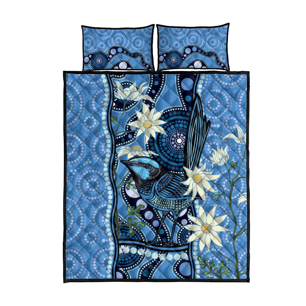 Australia Flannel Flower With Superb Fairy-wren Quilt Bed Set Aboriginal Art