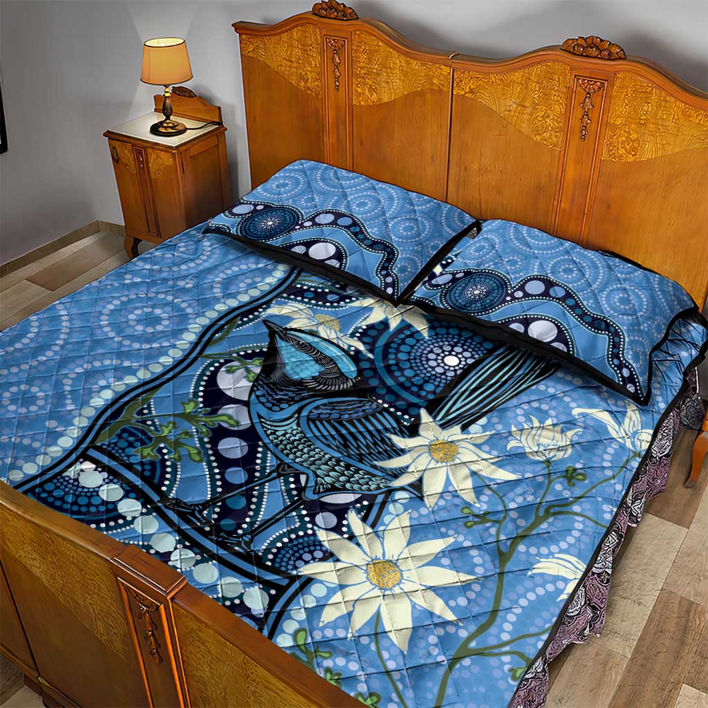Australia Flannel Flower With Superb Fairy-wren Quilt Bed Set Aboriginal Art