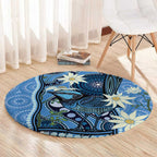 Australia Flannel Flower With Superb Fairy-wren Round Carpet Aboriginal Art