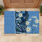 Australia Flannel Flower With Superb Fairy-wren Rubber Doormat Aboriginal Art