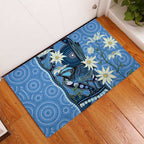 Australia Flannel Flower With Superb Fairy-wren Rubber Doormat Aboriginal Art