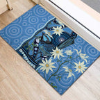 Australia Flannel Flower With Superb Fairy-wren Rubber Doormat Aboriginal Art