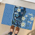 Australia Flannel Flower With Superb Fairy-wren Rubber Doormat Aboriginal Art