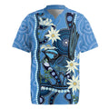Australia Flannel Flower With Superb Fairy-wren Rugby Jersey Aboriginal Art