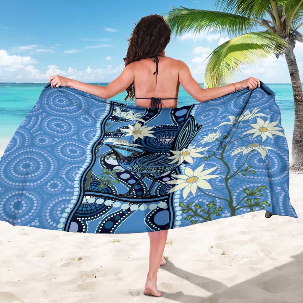 Australia Flannel Flower With Superb Fairy-wren Sarong Aboriginal Art