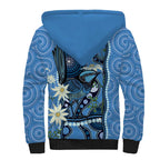 Australia Flannel Flower With Superb Fairy-wren Sherpa Hoodie Aboriginal Art