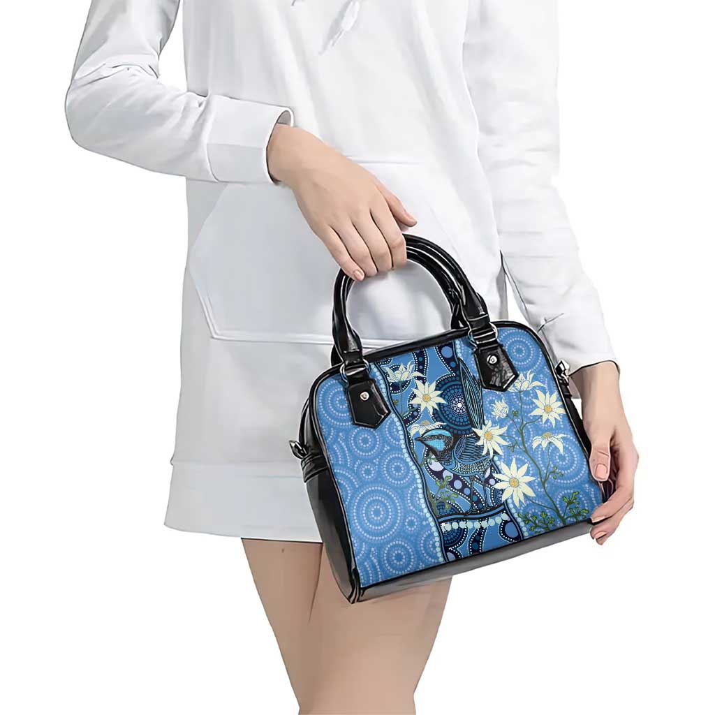 Australia Flannel Flower With Superb Fairy-wren Shoulder Handbag Aboriginal Art