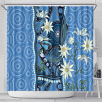 Australia Flannel Flower With Superb Fairy-wren Shower Curtain Aboriginal Art