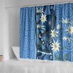 Australia Flannel Flower With Superb Fairy-wren Shower Curtain Aboriginal Art