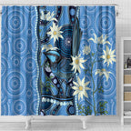 Australia Flannel Flower With Superb Fairy-wren Shower Curtain Aboriginal Art
