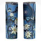 Australia Flannel Flower With Superb Fairy-wren Skinny Tumbler Aboriginal Art