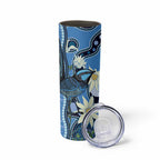 Australia Flannel Flower With Superb Fairy-wren Skinny Tumbler Aboriginal Art