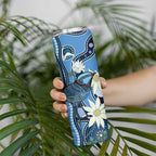 Australia Flannel Flower With Superb Fairy-wren Skinny Tumbler Aboriginal Art
