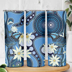 Australia Flannel Flower With Superb Fairy-wren Skinny Tumbler Aboriginal Art