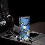Australia Flannel Flower With Superb Fairy-wren Skinny Tumbler Aboriginal Art