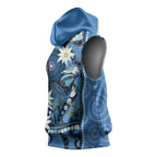 Australia Flannel Flower With Superb Fairy-wren Sleeveless Hoodie Aboriginal Art - Aussie Hoodie