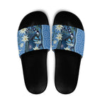 Australia Flannel Flower With Superb Fairy-wren Slide Sandals Aboriginal Art - Aussie Hoodie