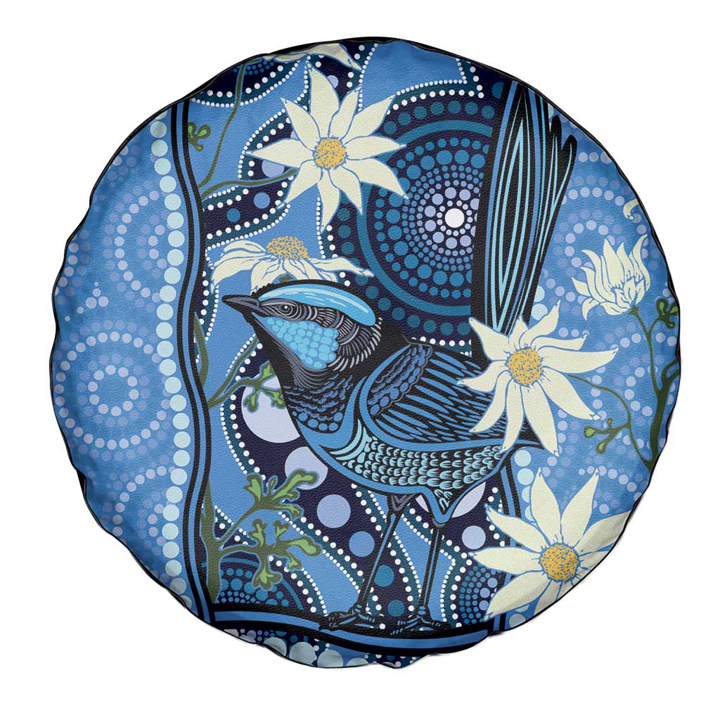 Australia Flannel Flower With Superb Fairy-wren Spare Tire Cover Aboriginal Art