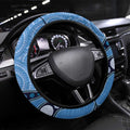 Australia Flannel Flower With Superb Fairy-wren Steering Wheel Cover Aboriginal Art