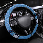 Australia Flannel Flower With Superb Fairy-wren Steering Wheel Cover Aboriginal Art