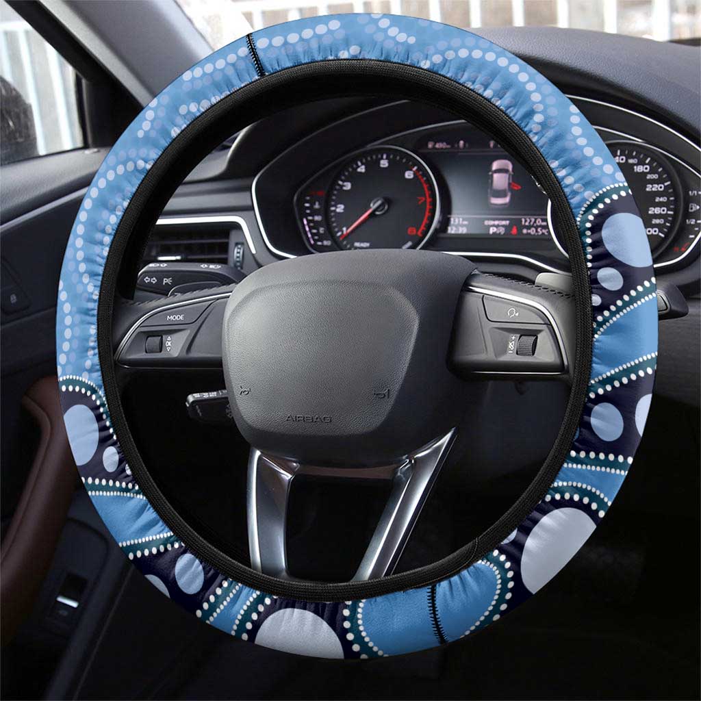 Australia Flannel Flower With Superb Fairy-wren Steering Wheel Cover Aboriginal Art