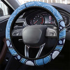 Australia Flannel Flower With Superb Fairy-wren Steering Wheel Cover Aboriginal Art