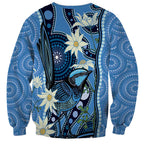Australia Flannel Flower With Superb Fairy-wren Sweatshirt Aboriginal Art