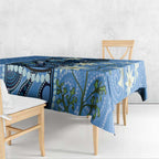 Australia Flannel Flower With Superb Fairy-wren Tablecloth Aboriginal Art