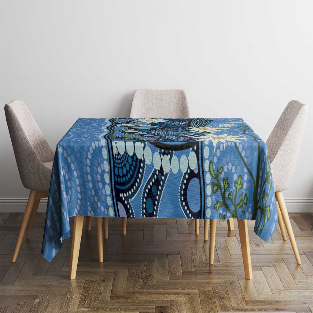 Australia Flannel Flower With Superb Fairy-wren Tablecloth Aboriginal Art