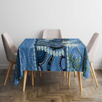 Australia Flannel Flower With Superb Fairy-wren Tablecloth Aboriginal Art