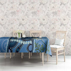 Australia Flannel Flower With Superb Fairy-wren Tablecloth Aboriginal Art